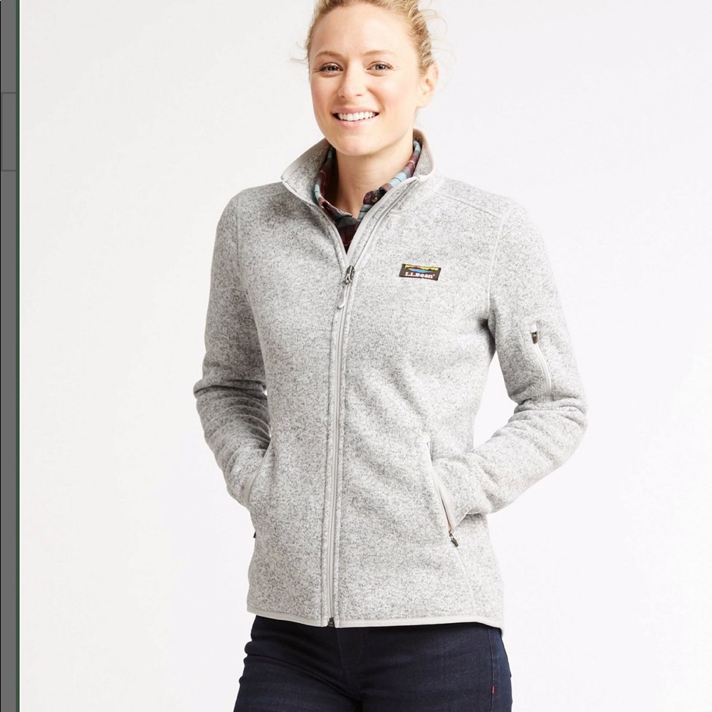 LLBean Sweater fleece full zip jacket size XS regular color pewter.